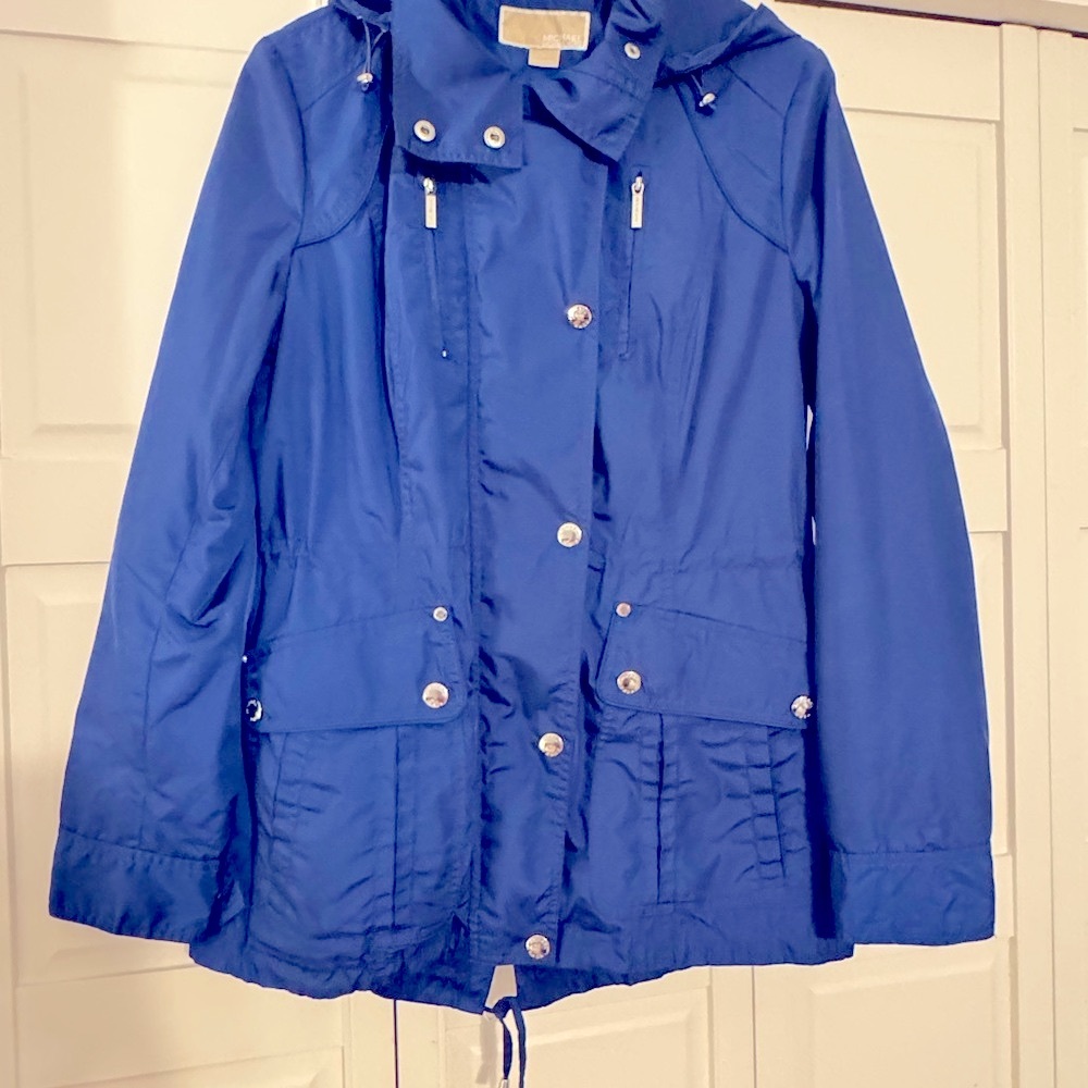 Women's Michael Kors Blue Hooded Jacket - Size M